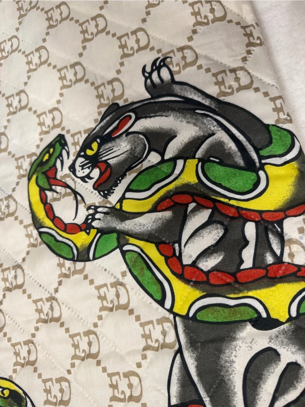 Ed Hardy Full / Queen Quilt Shams Set Bedding Panther Snake Accents ED Print NWT